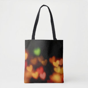 Hearts bokeh photography tote bag
