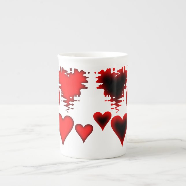 Hearts Bone China Mug (Front)