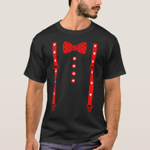 Hearts Bow Tie & Suspenders Valentines Day 2023 T-Shirt
