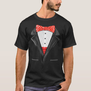 Hearts Bow Tie Suspenders Valentines Day Tuedo T-Shirt