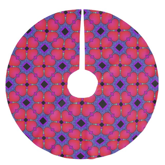 Hearts Brushed Polyester Tree Skirt (Front)