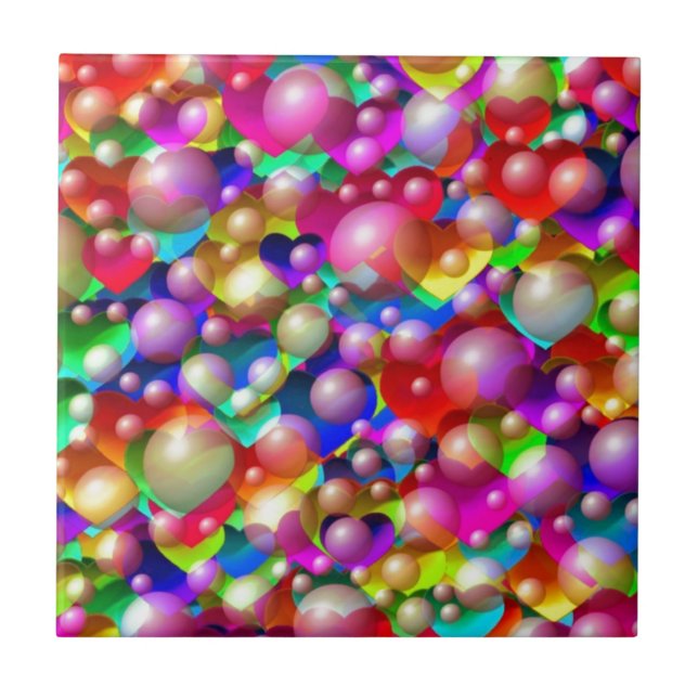 Hearts & Bubbles Ceramic Tile (Front)