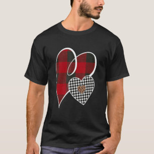 Hearts Buffalo Plaid Red White Leopard Heart Valen T-Shirt