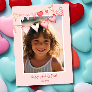 Hearts bunting Valentine's day photo Holiday Card