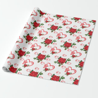 Hearts Butterflies and Flowers Wrapping Paper