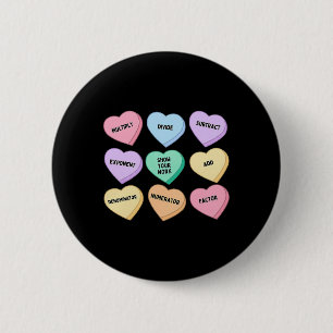 Hearts Candy Math Teacher Valentine Day Algebra Ge 6 Cm Round Badge