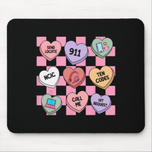 Hearts Candy Valentine's Day 911 Dispatcher , Mouse Pad