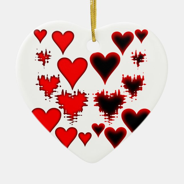 Hearts Ceramic Ornament (Front)