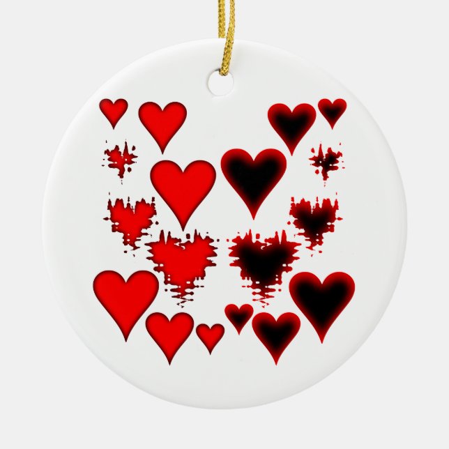 Hearts Ceramic Tree Decoration (Front)