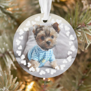 Hearts Circle Frame Custom Pet Photo Ornament