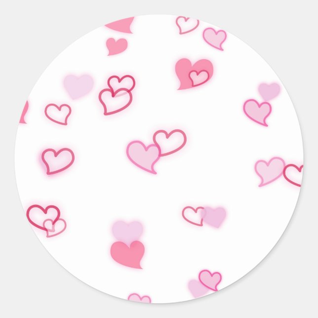 Hearts Classic Round Sticker (Front)