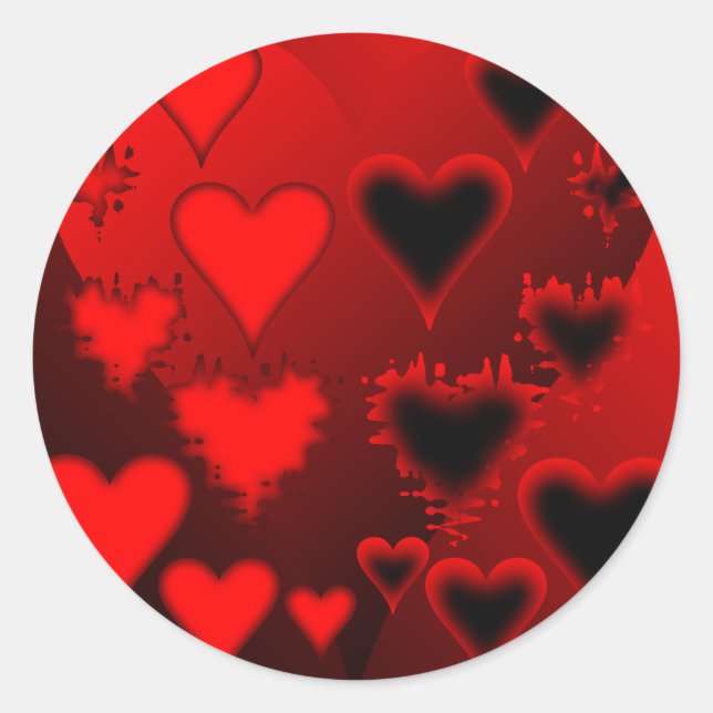 Hearts Classic Round Sticker (Front)