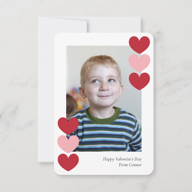 Hearts Classroom Photo Valentines Cards (Front)