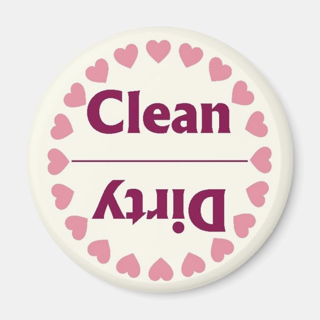 Hearts Clean Dirty Dishwasher Magnet (Front)