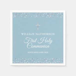 Hearts Confetti First Holy Communion Napkin
