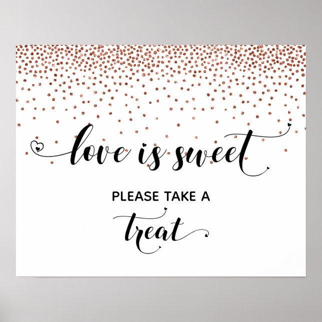 Hearts & Copper Love is Sweet Dessert Table Sign (Front)