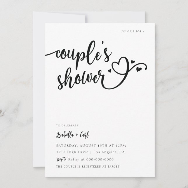 Hearts Couple's Shower Invitation (Front)