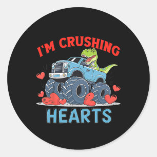 Hearts Crusher Monster Truck Crushing A Red Heart Classic Round Sticker