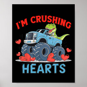 Hearts Crusher Monster Truck Crushing A Red Heart  Poster