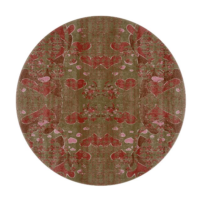 Hearts Cupflowers Cutting Board (Front)