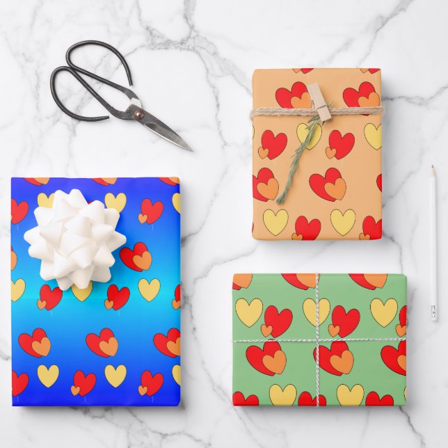 Hearts Cust. BG Colour Wrapping Paper Sheets (Front)