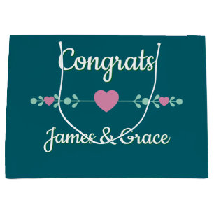 Hearts! Custom Engagement /WEDDING Large Gift Bag