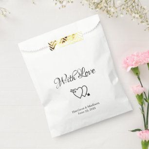 Hearts Custom name text Wedding gift Favour Bag