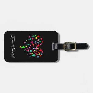 Hearts cute colourful whimsical heart art luggage tag
