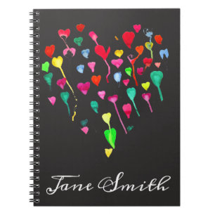 Hearts cute colourful whimsical heart art notebook