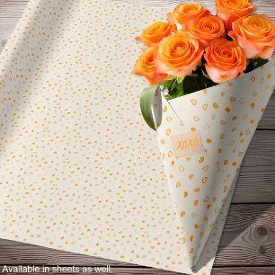Hearts - Dark Orange on Light Orange - Rolls Wrapping Paper