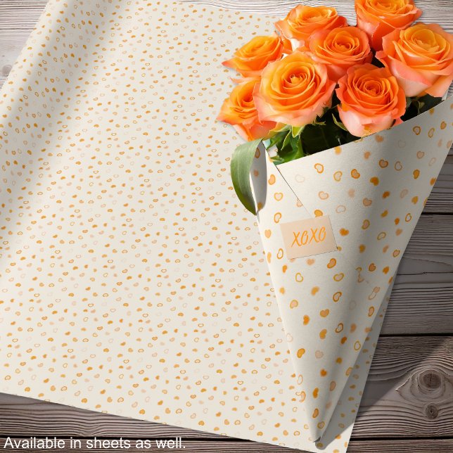 Hearts - Dark Orange on Light Orange - Rolls Wrapping Paper (Hearts - Dark Orange on Light Orange - Rolls Wrapping Paper - by Leapfroglisics Shop)