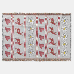 Hearts Deer and Edelweiss Throw Blanket