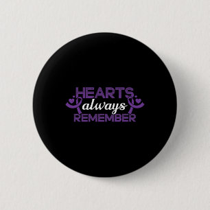 Hearts Dementia Purple Ribbon Awareness Support 6 Cm Round Badge