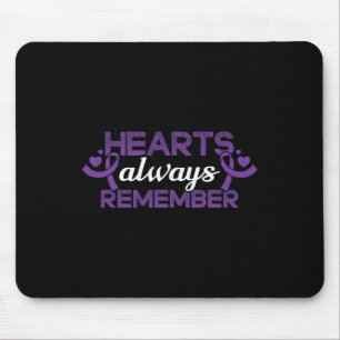 Hearts Dementia Purple Ribbon Awareness Support Mouse Pad