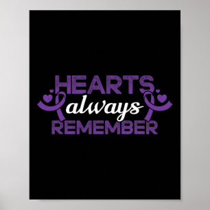 Hearts Dementia Purple Ribbon Awareness Support Poster