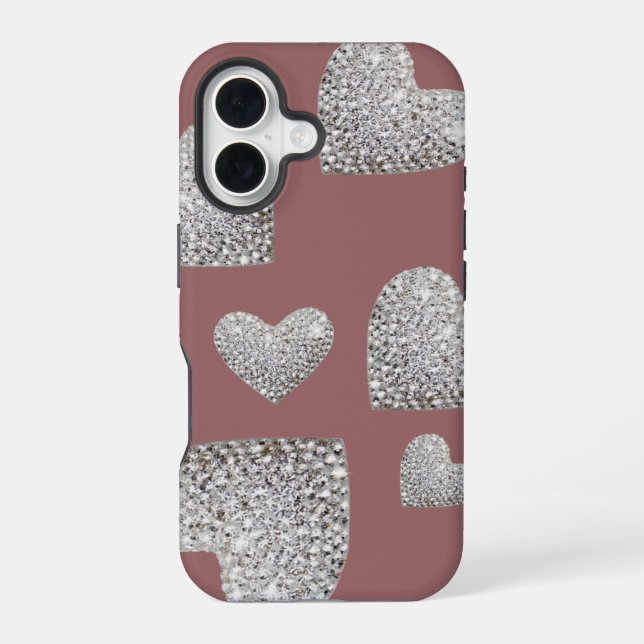 Hearts design iPhone 16 case (Back)