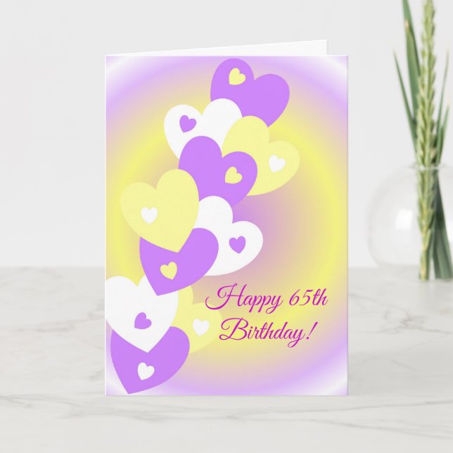 Hearts Design Personalised 65th Birthday Card (Front)