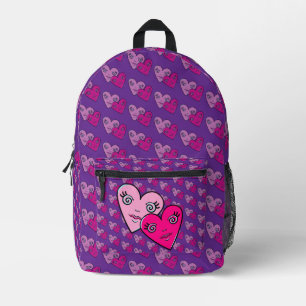 Hearts Design Printed Backpack