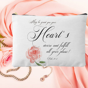 Heart's desire pink rose  accessory pouch