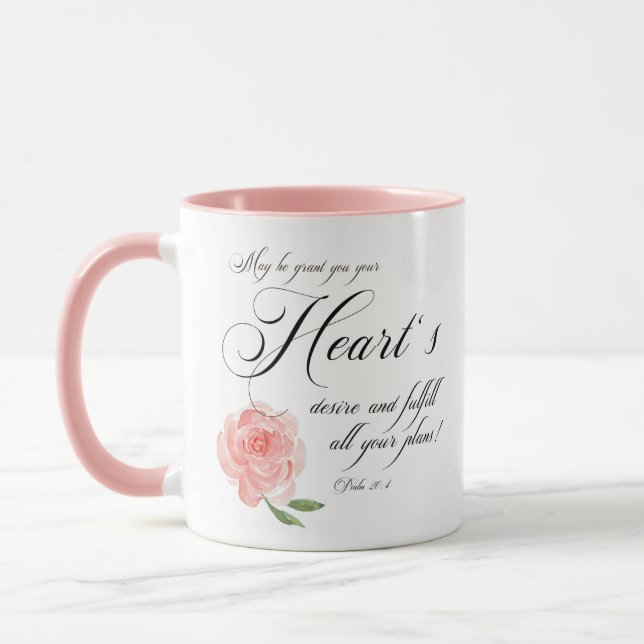 Heart's desire pink rose  mug (Left)