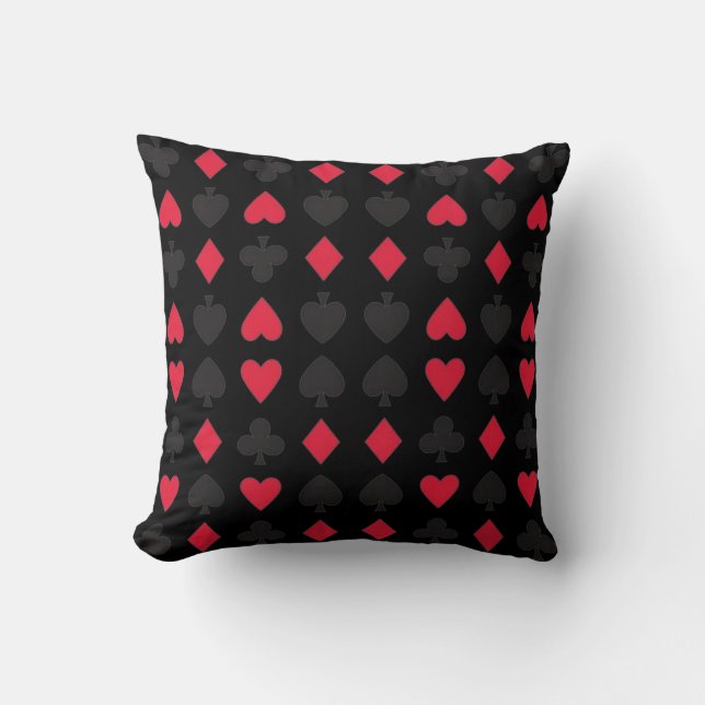 Hearts Diamonds Spades Clubs Playing Cards Pattern Cushion (Front)