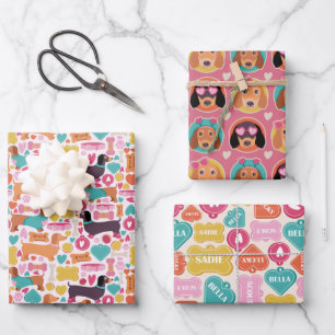 Hearts Dogs Cute Valentine Wrapping Paper Sheet
