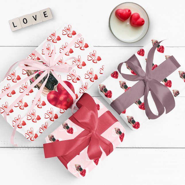 Hearts English Mastiff Dog Lover Valentines Gift Wrapping Paper Sheet (Creator Uploaded)