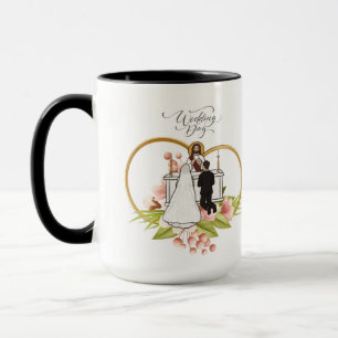 Hearts entwined black & white mug