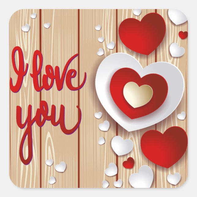 Hearts Fantasy Square Sticker (Front)