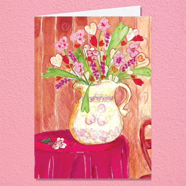 Hearts Floral Painting Happy Birthday Card (Creator Uploaded)