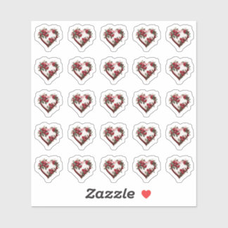 Hearts Floral Wedding Flower Envelope Stickers 