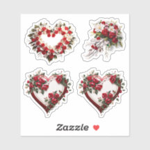 Hearts Floral Wedding Flowers Vinyl Stickers