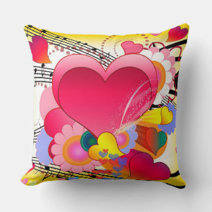 Hearts, Flowers and Music Notes Cushion