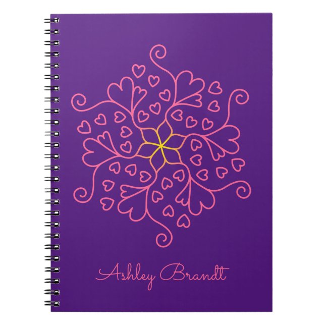 Hearts & Flowers Mandala-Inspired Notebook (Front)